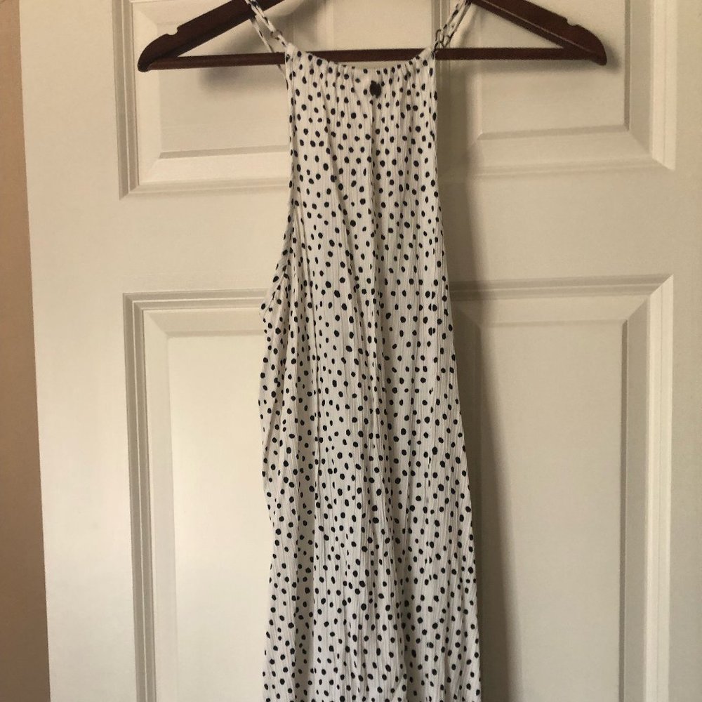 Billabong cream and black mini polka dot halter dress Size M